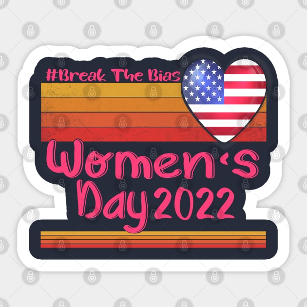 Womens Break The Bias Usa International Women's Day 2022 For Women Sticker by Top Art